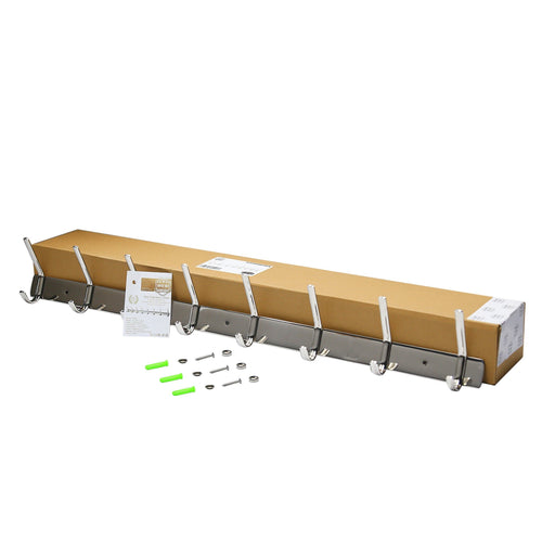 WEBI SUS304 Heavy Duty 8-peg Large Coat Hat Hooks Robe Bath Kitchen Towel Utensil Utility Garment Rack Hanger Rail Holder, Wall Mount Bedroom Entryway Garage Bathroom Home Organization, Polished