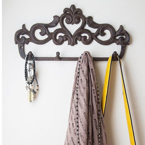 Decorative Cast Iron Wall Hook Rack