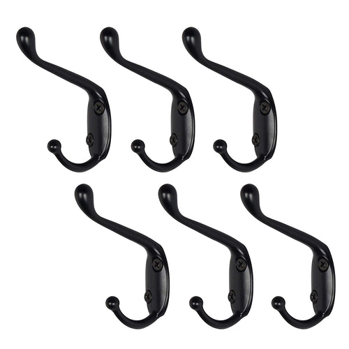 WEBI Swan Hooks, Metal Double Prong Coat Hat Hook,Bath Towel Closet Clothes Hanger Rail, Clothes Garment Rack Holder, Wall Mount Entryway Kitchen Home Office Storage,White