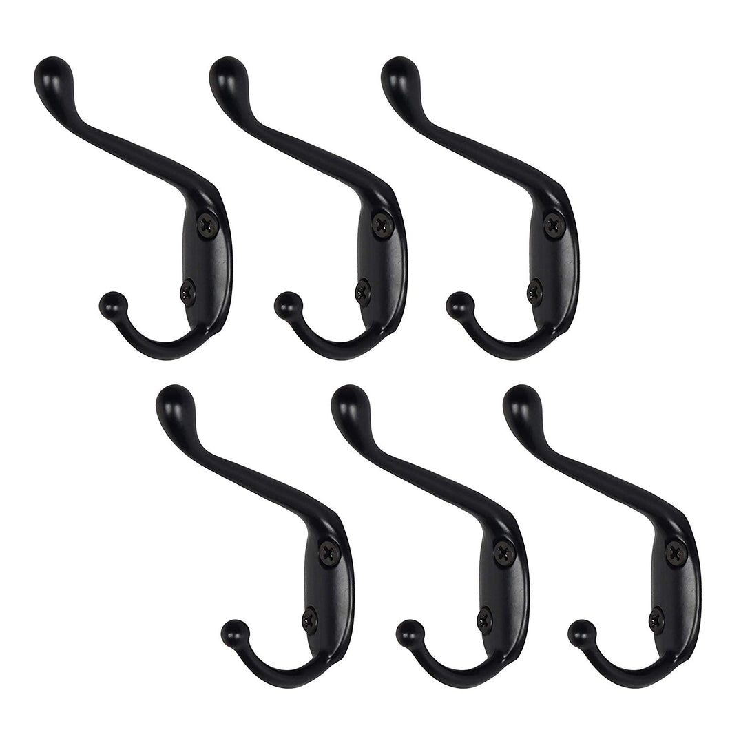 WEBI Swan Hooks, Metal Double Prong Coat Hat Hook,Bath Towel Closet Clothes Hanger Rail, Clothes Garment Rack Holder, Wall Mount Entryway Kitchen Home Office Storage,White