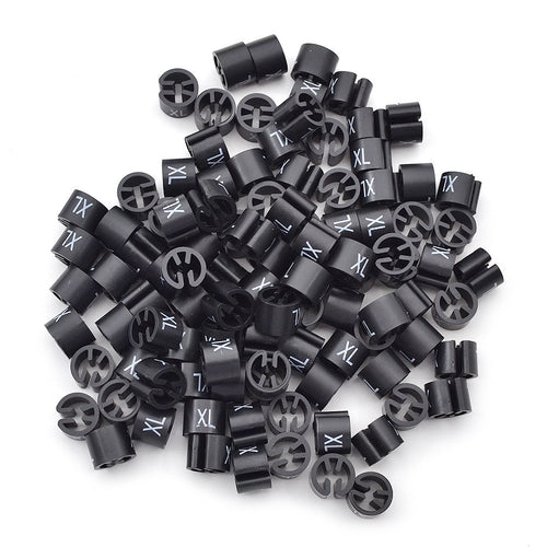 Black Garment Hanger White Print Coat Sizer PS Size Marker Letter Tags 100 Pcs