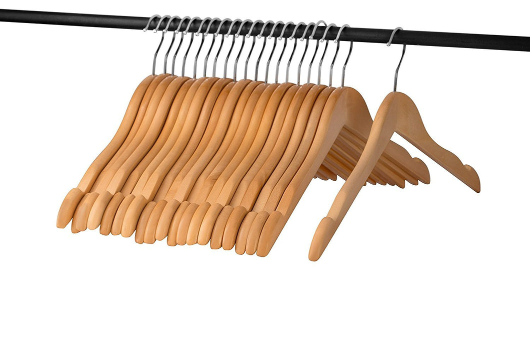 A1 Hangers Natural wooden hangers (Set of 20) High Quality clothes hangers for coat hanger and suit hangers