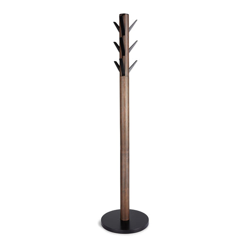 Umbra Flapper Coat Rack, Clothing Hanger, Umbrella Holder, and Hat Organizer, Great for Entryway, Black/Walnut