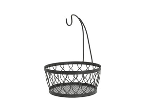 Gourmet Basics by Mikasa 5219478 Rustic Farmstand Metal Fruit Storage Basket with Banana Hook, Vintage Gray