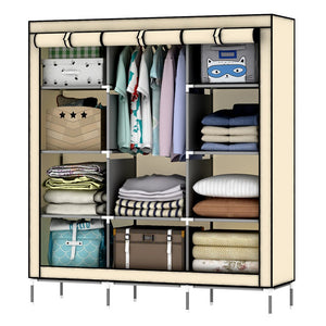 OUMYJIA 69 inches Non-Woven Fabric Portable Clothes Closet Wardrobe Storage Organizer, 51L x 17.5W x 69H inches, Grey