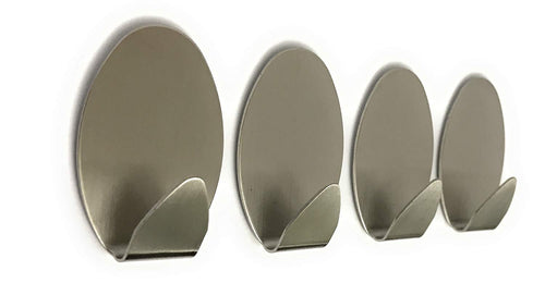 Adhesive Hooks, 4 Ox Gear Heavy Duty Stainless Steel Wall Hooks Perfect stick on key hooks, hat hook, coat hook, bathroom adhesive hooks - Home Kitchen bathroom shower durable brushed Stainless Steel