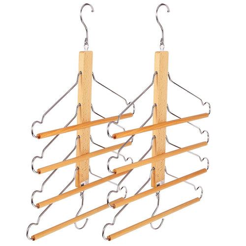 BESTOOL Pants Hangers, Wooden Pant Hangers, Non Slip Wood Hangers Clothes Hangers for Closet Space Saving, Heavy Duty Coat Hanger Huggable Baby Hangers, Dual-use Trouser Hanger