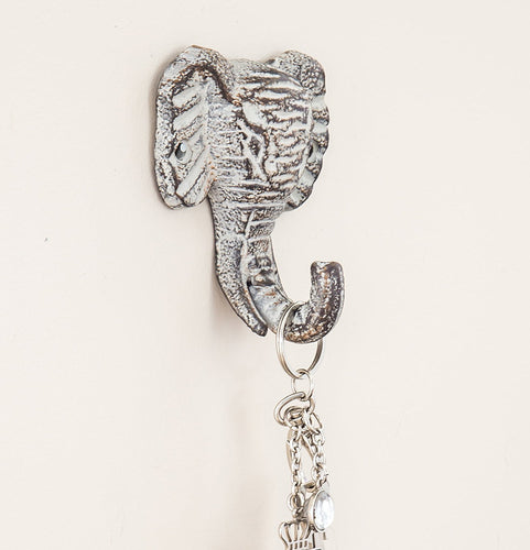 Cast Iron Elephant Single Wall Hook / Hanger | Decorative Wall Mounted Coat Hook | Rustic Cast Iron | 3.3x1.4x5