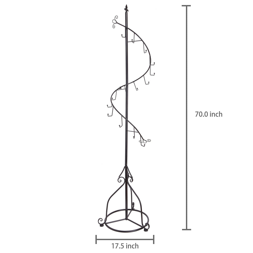 MyGift Elegant Black Metal 14 Hook Spiral Coat Hanger/Bag Display/Garment Rack Stand