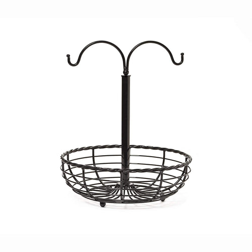 Gourmet Basics by Mikasa Wire Rope Fruit Basket with Double Banana Hook, Black
