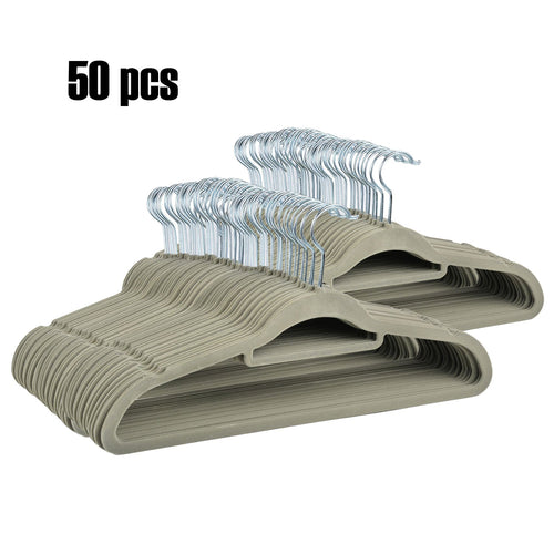 Flagup Velvet Hangers, Clothes Hangers Non Slip Coat Pants Hangers Ultra Thin Space Saving with Heavy Duty 360 Swivel Hanger Hook (Pack of 50, Beige)