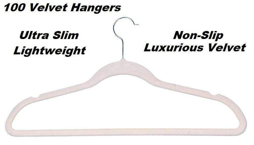 100 Beige Space Saving Velvet Coat Hangers