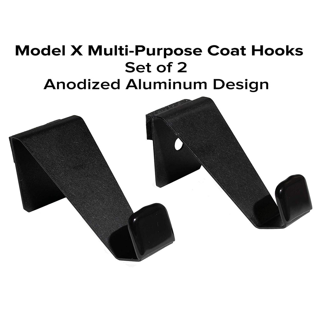 EVHooks.com Coat Hooks Designed for Tesla Model X - Black (Set of 2) – Anodized Aluminum Seat Headrest/Seatback Hanger Clothes Holder