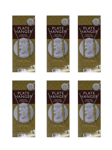 Plate Display Hanger Decorative, Expandable Spring Holds 8 to 10 Inch Plates- Gold Wire Spring Type, Pack of 6 Hangers