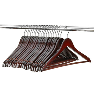 FLORIDA BRANDS Premium Wooden Mahogany Suit Hangers - 96 Pack of Coat Hangers and Black Dress Suit Ultra Smooth Hanger - Strong and Durable Suit Hangers