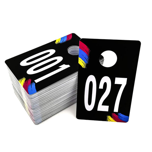 FeiYen Live Sale Plastic Number Tags, Coat Room Checks, Reusable Coatroom Hanger Claim Tickets, Coat Hanger Cards for Clothes, 100 Consecutive Numbers, (001-100)