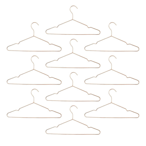 Harbour Housewares Metal Wire Clothes Hangers - Rose Gold - Pack of 10