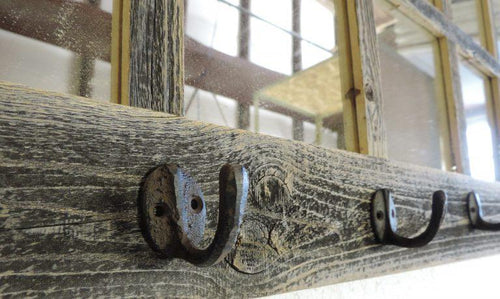 Long 10 Pane Window Mirror with 5 Hook Coat Hanger