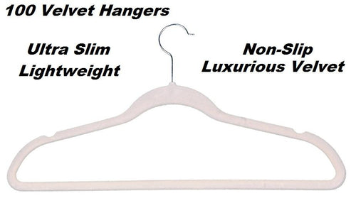 100 Beige Space Saving Velvet Coat Hangers