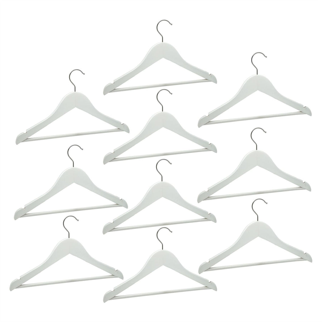Harbour Housewares Children's Wooden Clothes Hanger - White - Pack of 10