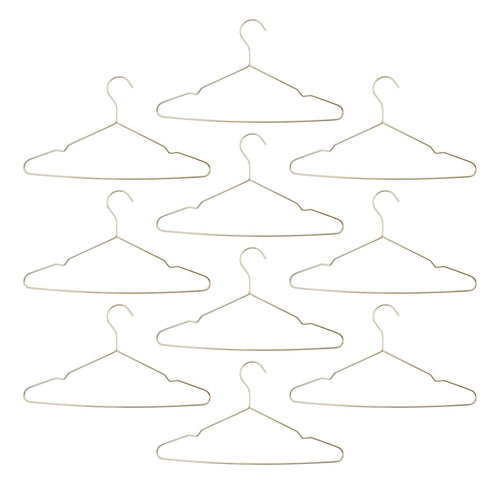 Harbour Housewares Metal Wire Clothes Hangers - Gold - Pack of 10