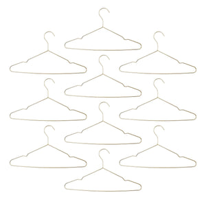 Harbour Housewares Metal Wire Clothes Hangers - Gold - Pack of 10