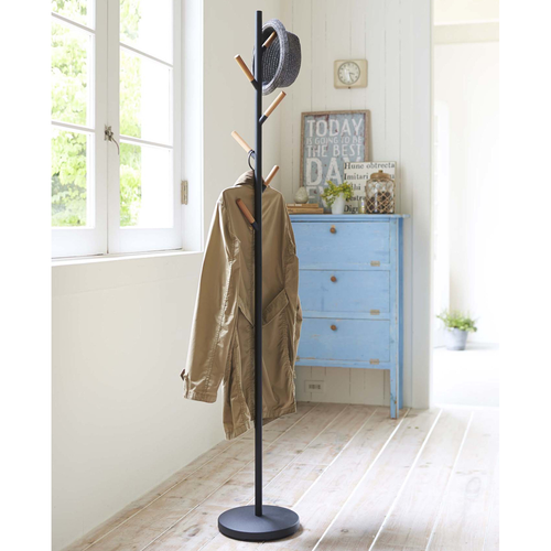 Plain Pole Coat Hanger Rack 2815, Black/Wood