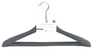Closet Spice Rubber Coated Wide Shoulder Plastic Non-Slip Coat Hangers  with Non-Slip Pant Bar - Set of 4 (Grey)